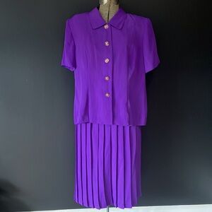 Vintage Leslie Fay Petite Purple Skirt Suit Size 16P